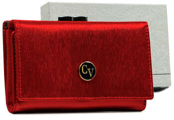 Czerwony lakierowany portfel na karty Cavaldi