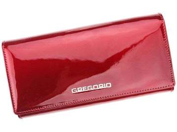 Portfel Damski Gregorio SH-106 Skóra Naturalna Czerwony Poziomy Duży RFID Secure