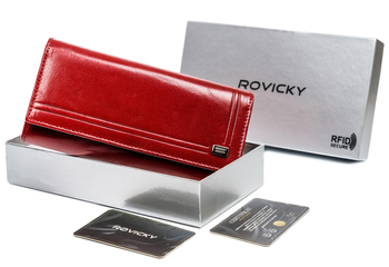 Skórzany portfel damski na karty z ochroną RFID Protect — Rovicky