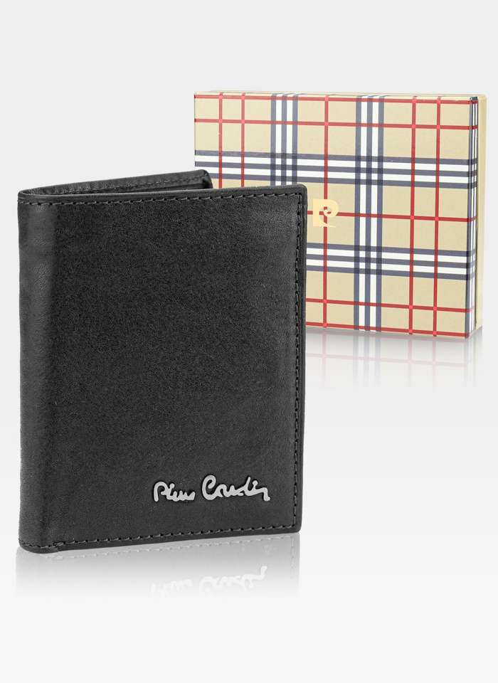  Skórzany portfel męski Pionowy Pierre Cardin Tilak50 1812 RFID Czarny