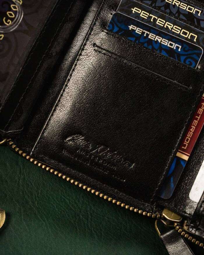 Duży, skórzany portfel męski na zamek - Peterson