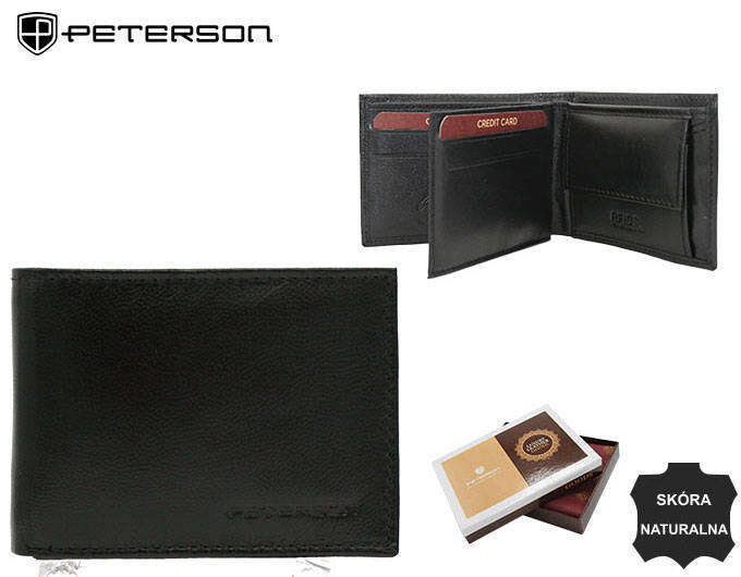 Klasyczny, mały portfel damski ze skóry naturalnej — Peterson