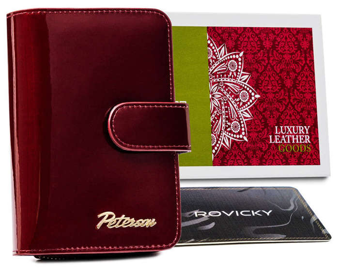 Mały skórzany portfel damski Skórzany RFID — Peterson - Czerwony