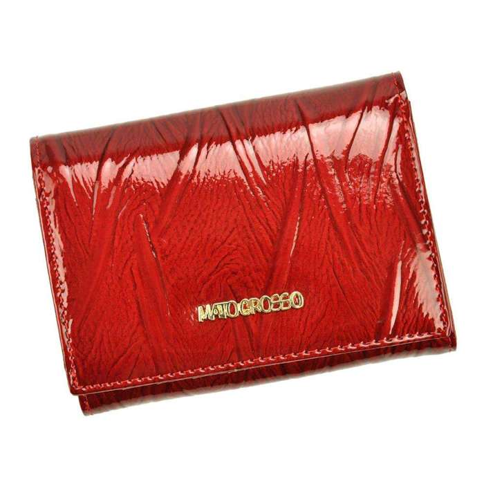 Mały skórzany portfel damski zapinany na zatrzask Mato Grosso 0873-54 RFID czerwony