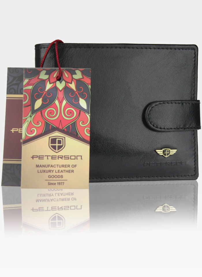 Portfel Męski Peterson Skórzany Poziomy Wyjątkowy Ukryte Karty 380 RFID STOP