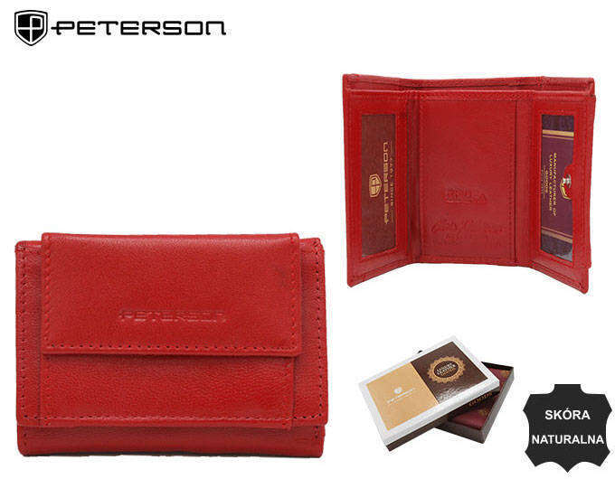Skórzany, klasyczny, mały portfel damski — Peterson