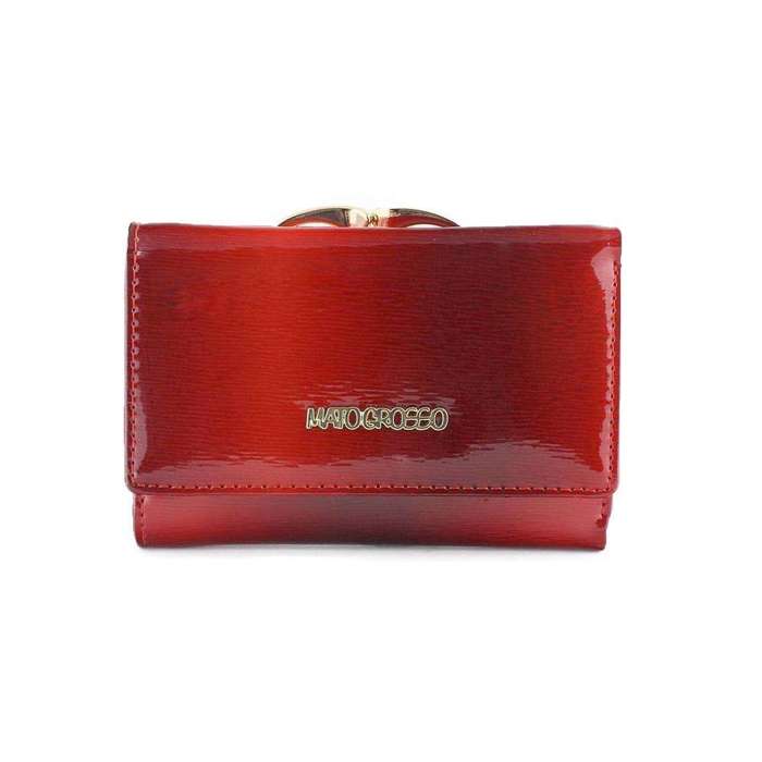 Skórzany portfel damski  zapinany na bigiel  Mato Grosso 0620-55 RFID czerwony