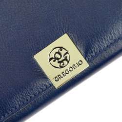Portfel Damski Gregorio GS-106 Skóra Naturalna Niebieski Poziomy Duży RFID Secure