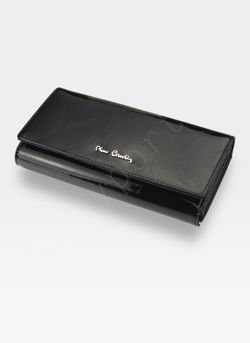 Portfel Damski Pierre Cardin 02 LEAF 102 Skóra Naturalna Czarne Liście Poziomy Duży RFID Secure